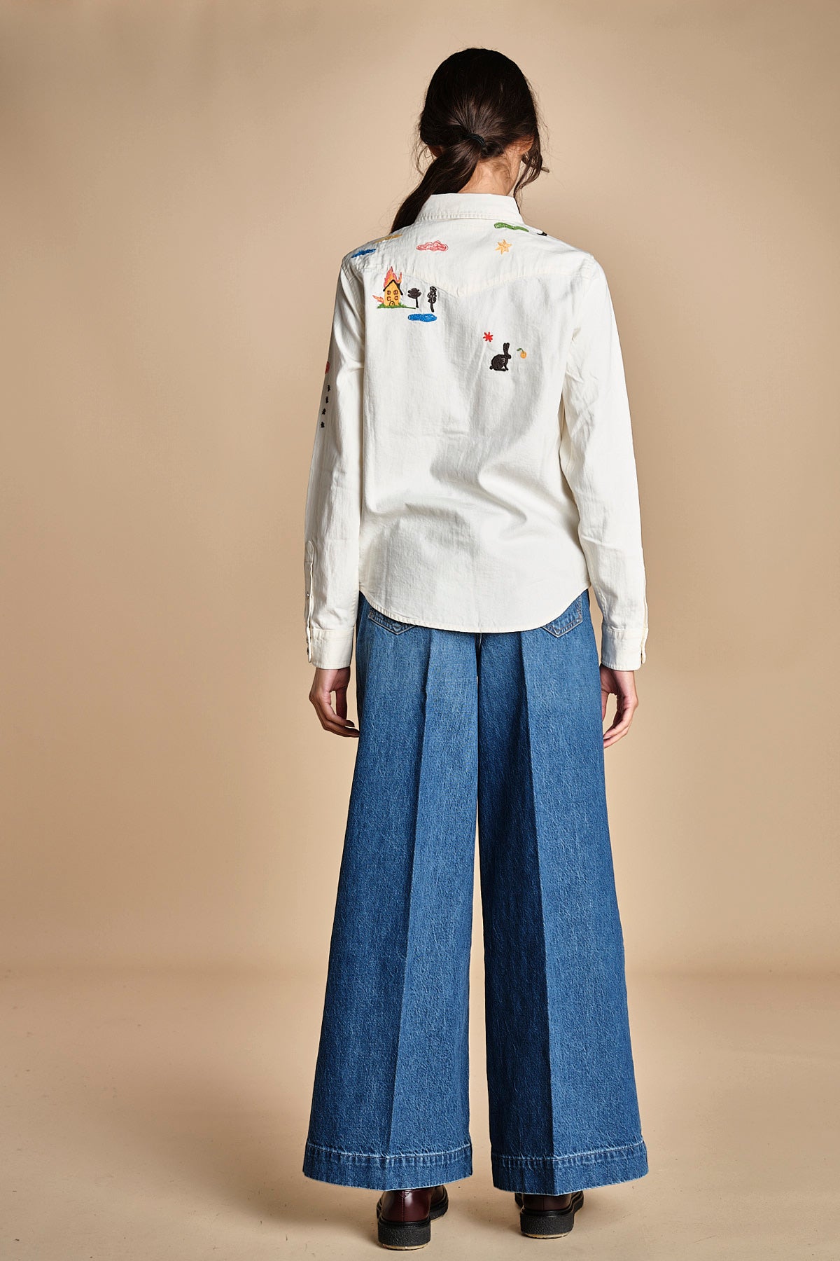 camicia denim con disegni ricamati 21126 THE ALL MY EXES 1494 mother 