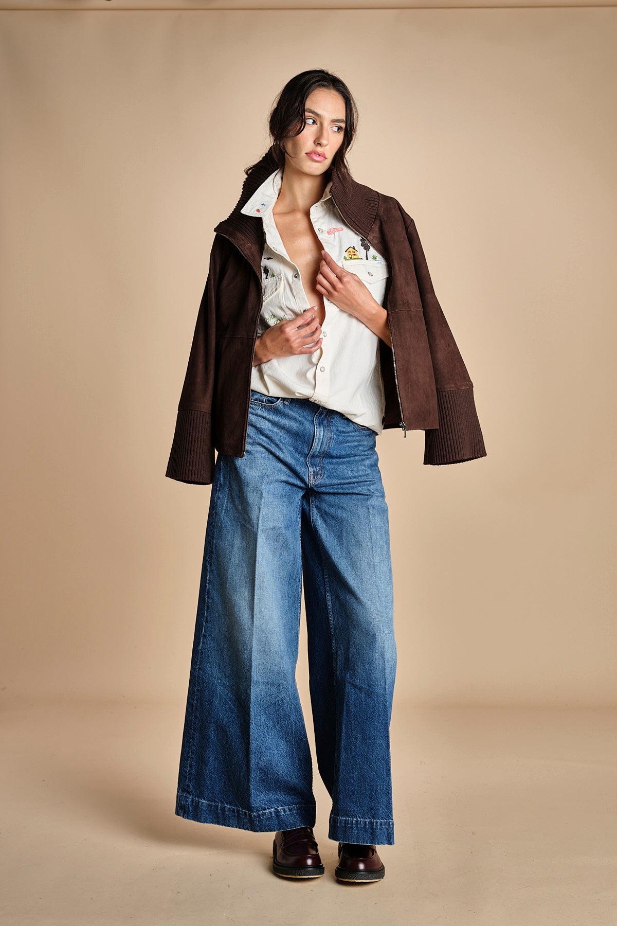 camicia denim con disegni ricamati 21126 THE ALL MY EXES 1494 mother 
