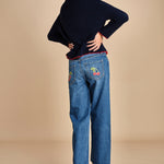 denim chiaro con ciliegie sul retro 11316 THE PIPE DREAM BUTTON SNEAK FRAY 1085 mother 