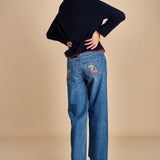 denim chiaro con ciliegie sul retro 11316 THE PIPE DREAM BUTTON SNEAK FRAY 1085 mother 