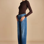 denim chiaro con ciliegie sul retro 11316 THE PIPE DREAM BUTTON SNEAK FRAY 1085 mother 