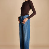 denim chiaro con ciliegie sul retro 11316 THE PIPE DREAM BUTTON SNEAK FRAY 1085 mother 
