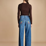 denim chiaro con ciliegie sul retro 11316 THE PIPE DREAM BUTTON SNEAK FRAY 1085 mother 