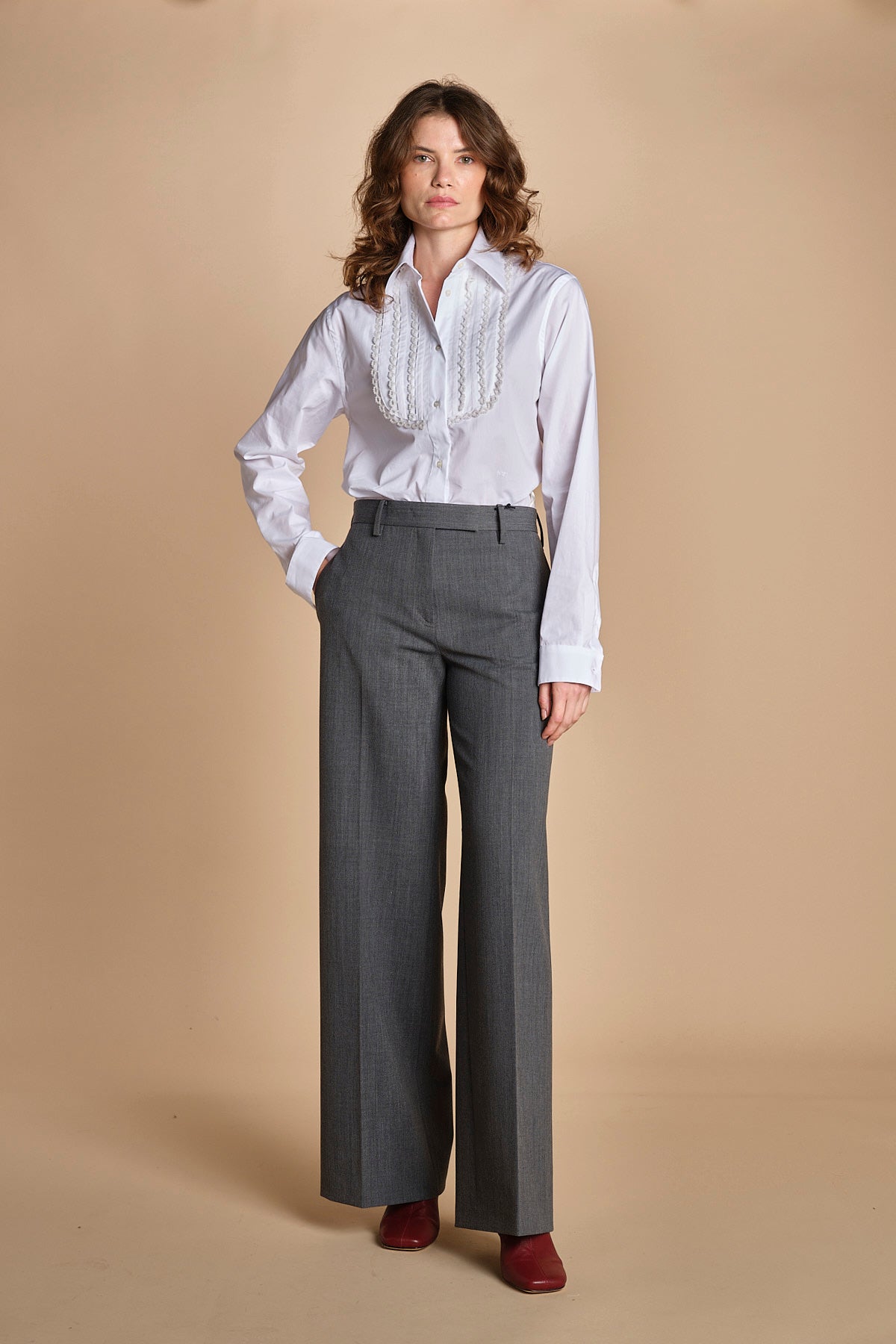 pantalone in tela lana B031-3047-8737 GRIGIO n21 