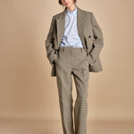 pantalone in piede de poule B032-5268-QA21 CAMMELLO MORO n21 
