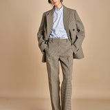 pantalone in piede de poule B032-5268-QA21 CAMMELLO MORO n21 
