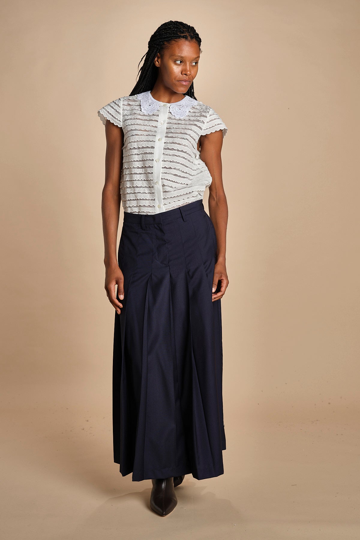 gonna lunga a pieghe C12230166479 BLU n21 