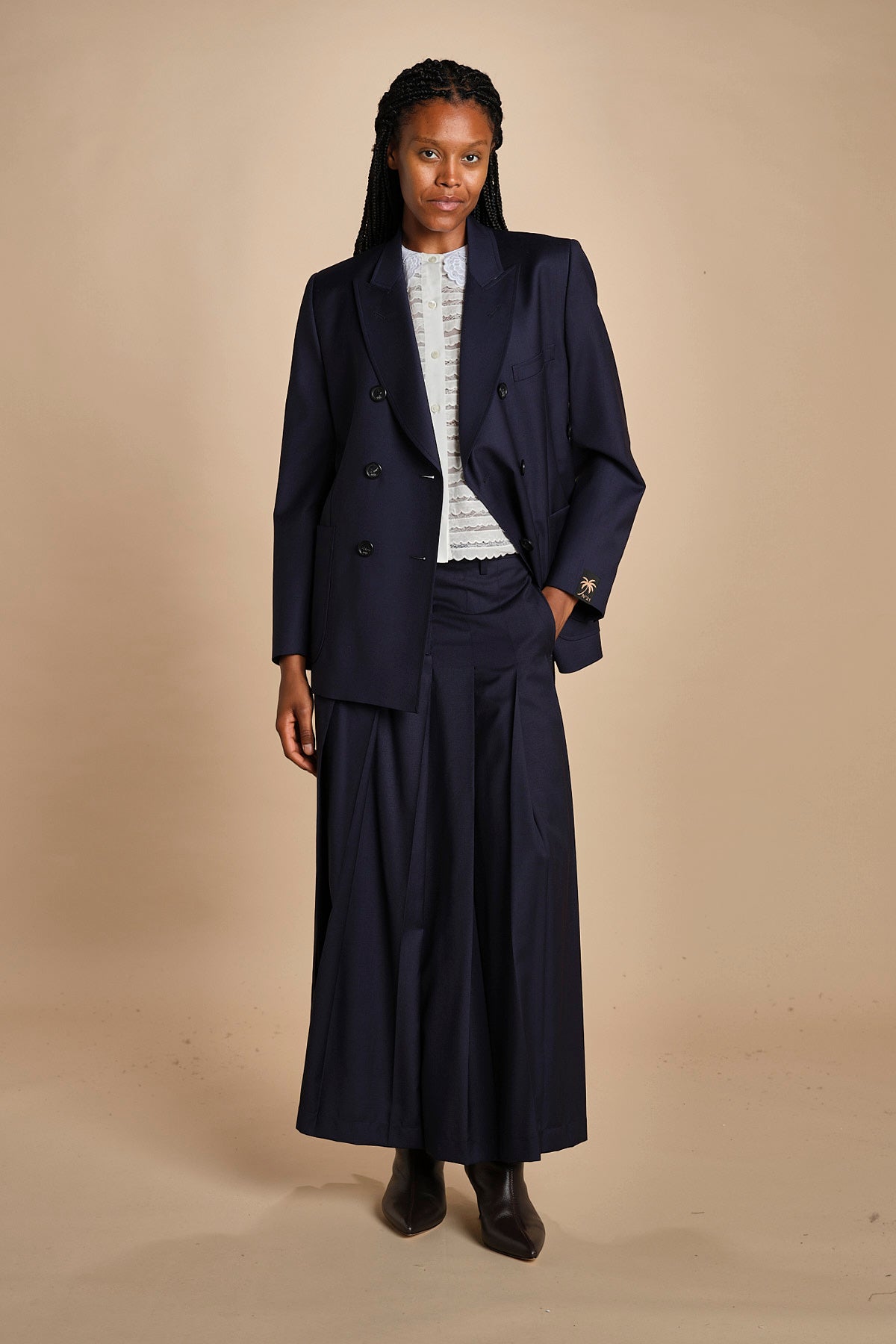 gonna lunga a pieghe C12230166479 BLU n21 