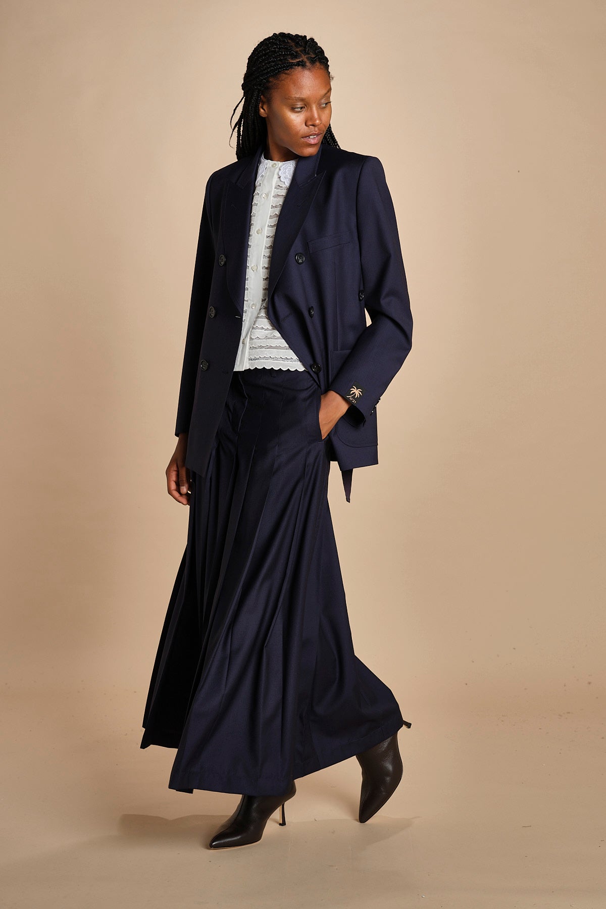 gonna lunga a pieghe C12230166479 BLU n21 