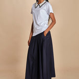 F0714 t-shirt con colletto ricamato F07141571101 BIANCO n21 