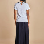 F0714 t-shirt con colletto ricamato F07141571101 BIANCO n21 