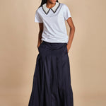 F0714 t-shirt con colletto ricamato F07141571101 BIANCO n21 