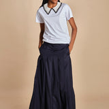 F0714 t-shirt con colletto ricamato F07141571101 BIANCO n21 