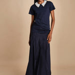 t-shirt con colletto ricamato F07141571101 BLU n21 