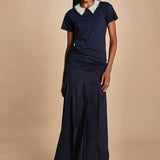 t-shirt con colletto ricamato F07141571101 BLU n21 