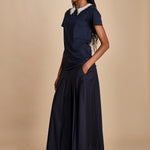 t-shirt con colletto ricamato F07141571101 BLU n21 