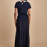 t-shirt con colletto ricamato F07141571101 BLU n21 