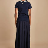 t-shirt con colletto ricamato F07141571101 BLU n21 
