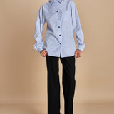 camicia di cotone a righe G022-1519-R1D1 AZZURRO n21 
