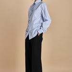 camicia di cotone a righe G022-1519-R1D1 AZZURRO n21 