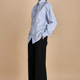 camicia di cotone a righe G022-1519-R1D1 AZZURRO n21 