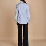 camicia di cotone a righe G022-1519-R1D1 AZZURRO n21 