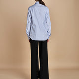 camicia di cotone a righe G022-1519-R1D1 AZZURRO n21 