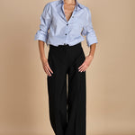 camicia di cotone a righe G022-1519-R1D1 AZZURRO n21 