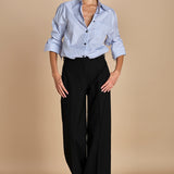 camicia di cotone a righe G022-1519-R1D1 AZZURRO n21 