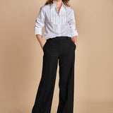 camicia con plastron di perline G023-0187-1101 BIANCO n21 