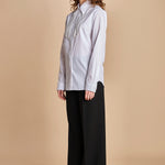 camicia con plastron di perline G023-0187-1101 BIANCO n21 