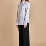 camicia con plastron di perline G023-0187-1101 BIANCO n21 