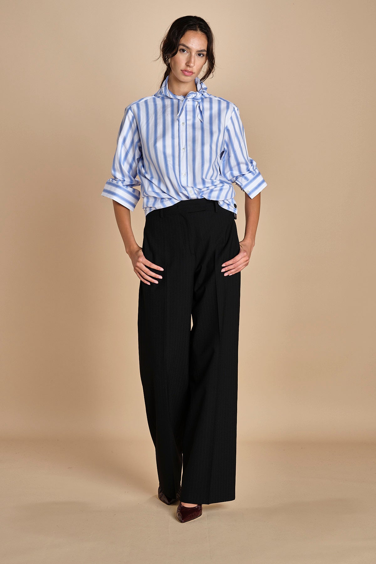 camicia girocollo a righe con bandana G0315249 R1D1 n21 