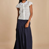 camicia a maniche corte con rouches e smerli G04152011102 BIANCO n21 