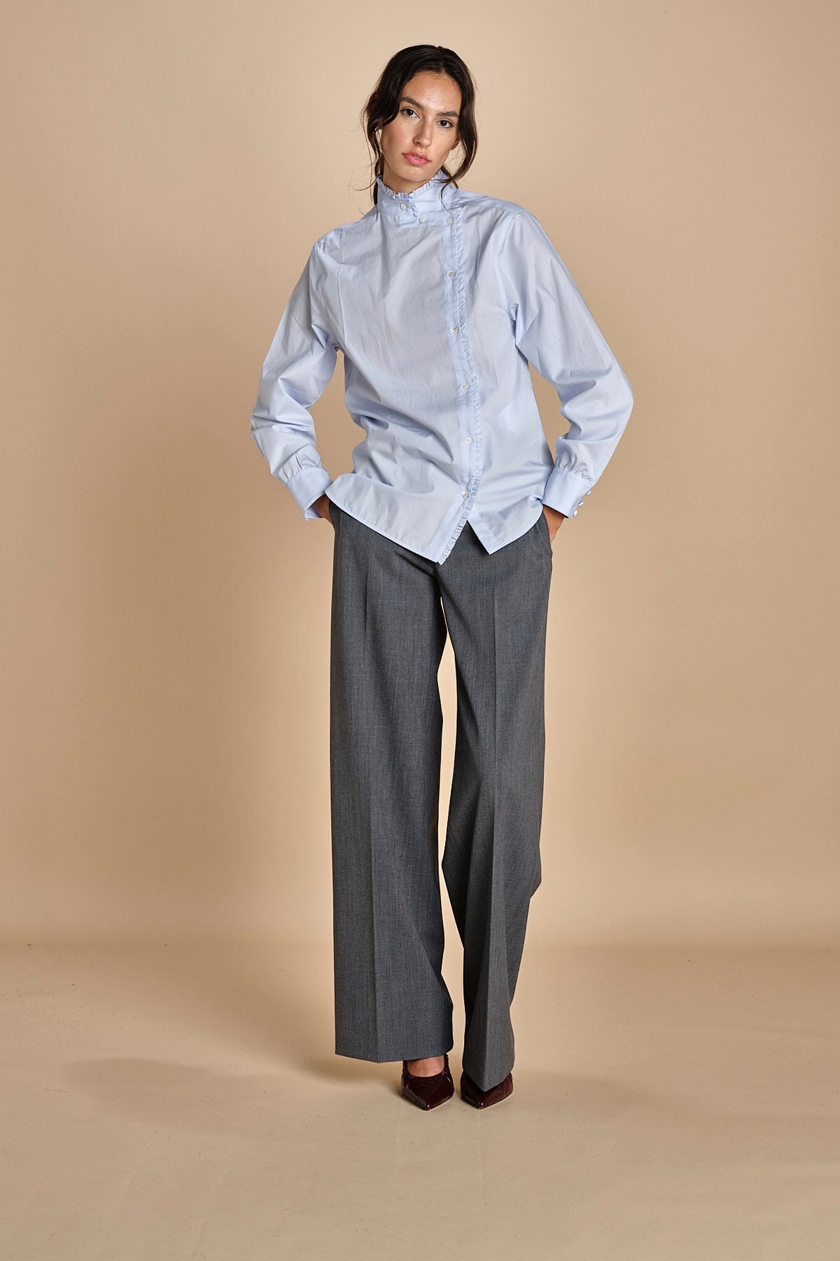 camicia con rouches G0710127 6311 n21 