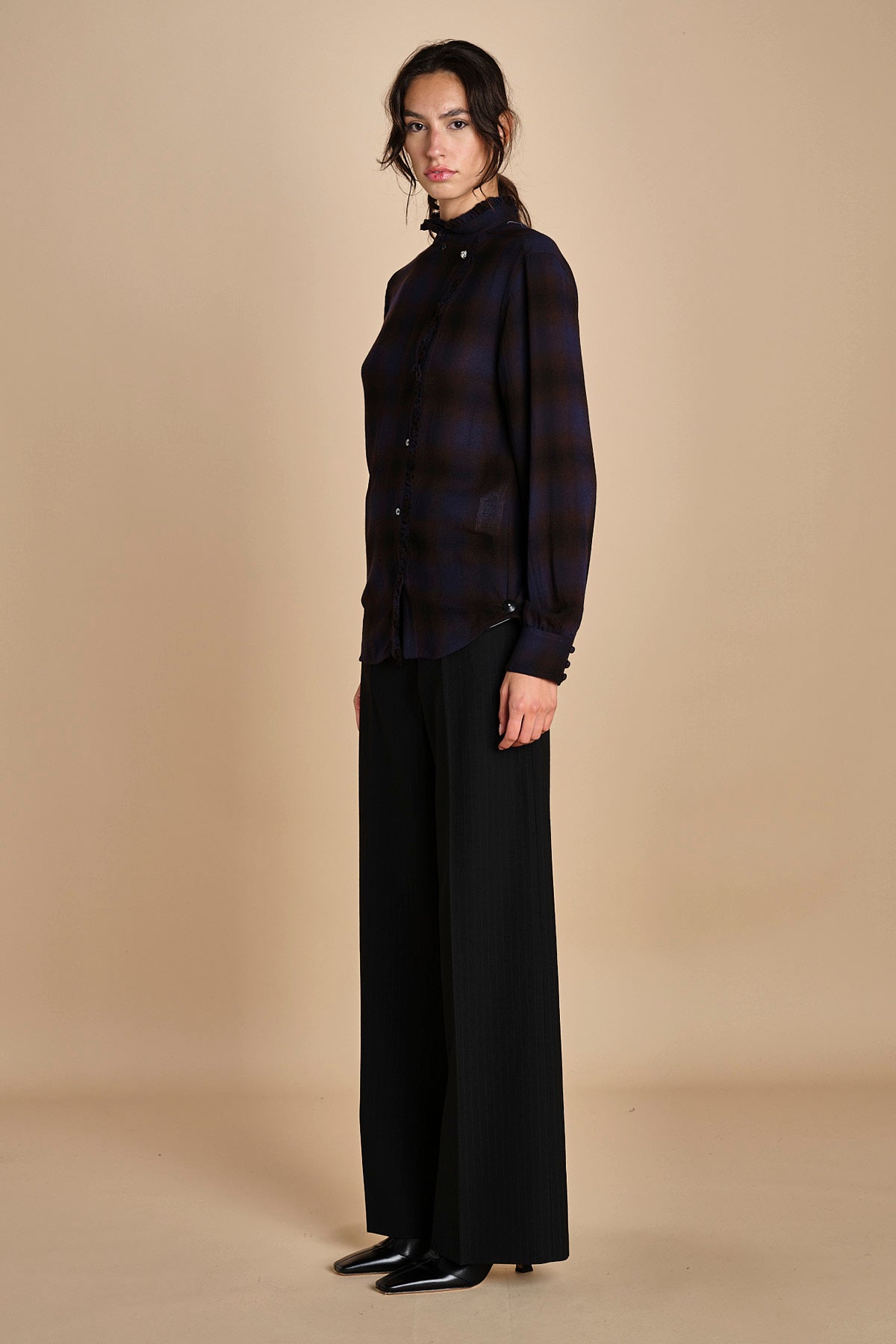 camicia a quadri con rouches G0743081 Q291 n21 
