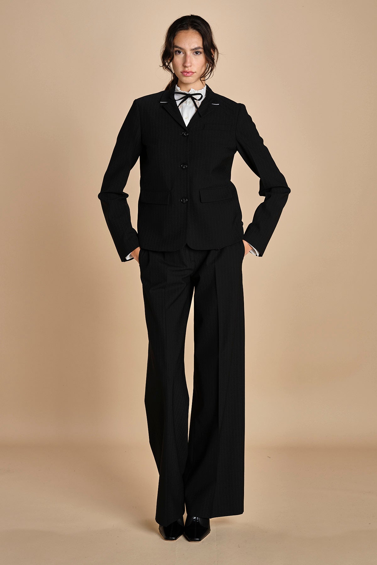blazer gessato con tre bottoni L0125248 R911 n21 