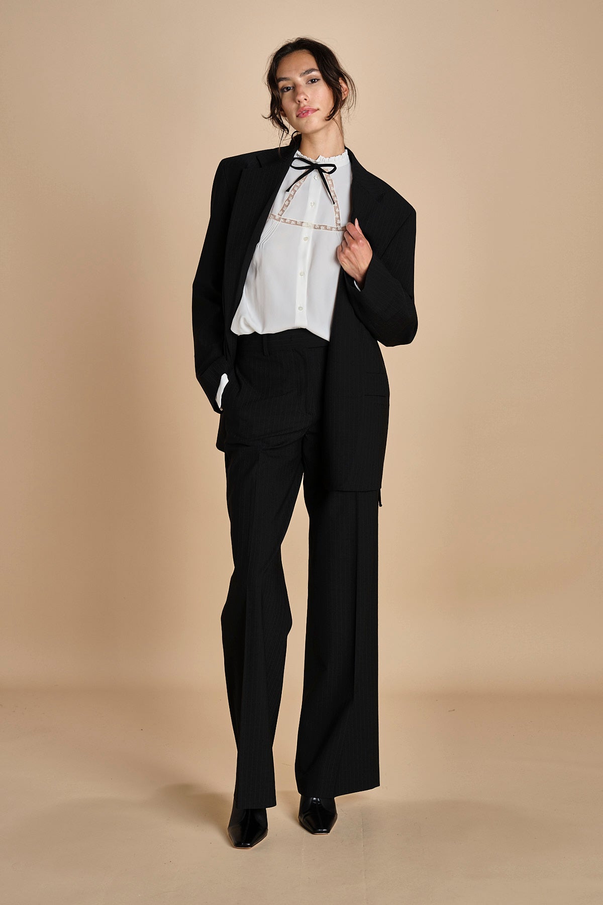 blazer gessato con tre bottoni L0125248 R911 n21 