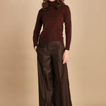 pantalone a vita bassa con elastico in lana e seta. ASTRID STR02 MORO nine in the morning 
