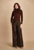 pantalone a vita bassa con elastico in lana e seta.