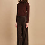 pantalone a vita bassa con elastico in lana e seta. ASTRID STR02 MORO nine in the morning 