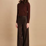 pantalone a vita bassa con elastico in lana e seta. ASTRID STR02 MORO nine in the morning 