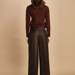 pantalone a vita bassa con elastico in lana e seta. ASTRID STR02 MORO nine in the morning 