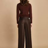 pantalone a vita bassa con elastico in lana e seta. ASTRID STR02 MORO nine in the morning 