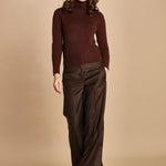 pantalone a vita bassa con elastico in lana e seta. ASTRID STR02 MORO nine in the morning 