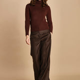 pantalone a vita bassa con elastico in lana e seta. ASTRID STR02 MORO nine in the morning 
