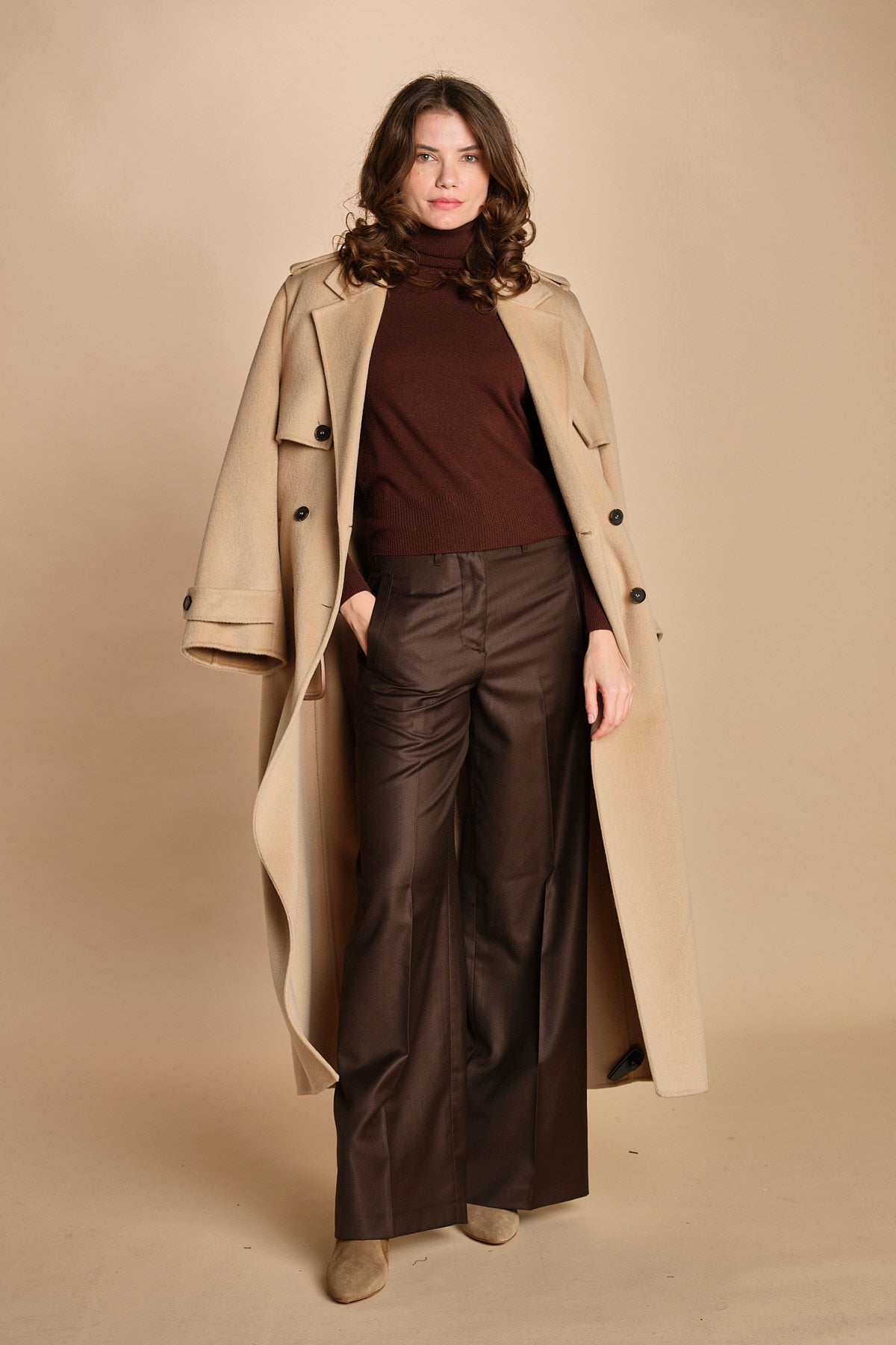 pantalone a vita bassa con elastico in lana e seta. ASTRID STR02 MORO nine in the morning 