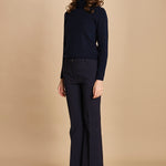 pantalone lungo a zampa. PAOLINA PL142 NAVY nine in the morning 