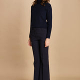 pantalone lungo a zampa. PAOLINA PL142 NAVY nine in the morning 