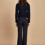 pantalone lungo a zampa. PAOLINA PL142 NAVY nine in the morning 